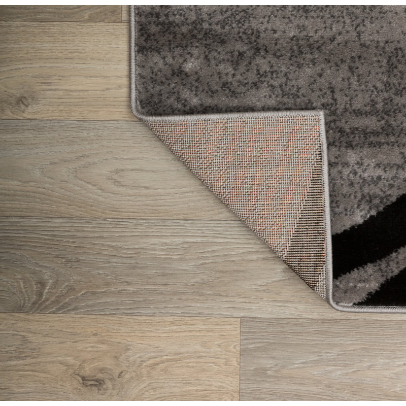 Ebern Designs Devonshire Abstract Gray/Black/Ivory Area Rug & Reviews Wayfair